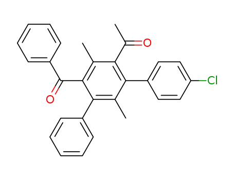 Molecular Structure of 80948-36-3 (Ethanone,
1-(6'-benzoyl-4''-chloro-2',5'-dimethyl[1,1':3',1''-terphenyl]-4'-yl)-)