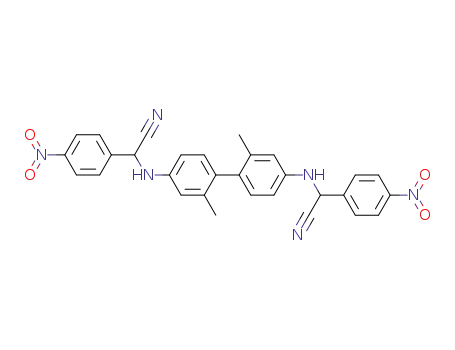 Molecular Structure of 139573-50-5 ((4'-{[Cyano-(4-nitro-phenyl)-methyl]-amino}-2,2'-dimethyl-biphenyl-4-ylamino)-(4-nitro-phenyl)-acetonitrile)