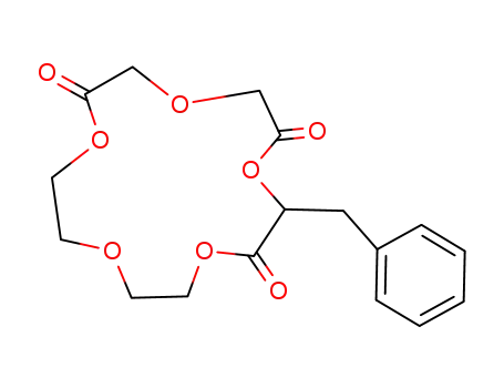 Molecular Structure of 79687-34-6 (1,4,7,10,13-Pentaoxacyclopentadecane-2,5,9-trione, 3-(phenylmethyl)-)