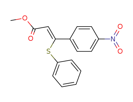 Molecular Structure of 78089-39-1 (2-Propenoic acid, 3-(4-nitrophenyl)-3-(phenylthio)-, methyl ester, (Z)-)