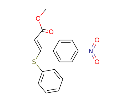 Molecular Structure of 78089-38-0 (2-Propenoic acid, 3-(4-nitrophenyl)-3-(phenylthio)-, methyl ester, (E)-)