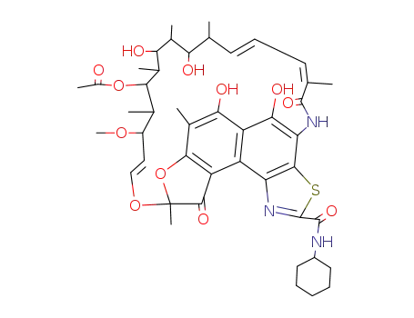 Molecular Structure of 65766-90-7 (4-Desoxy-2'-(cyclohexylcarbamyl)-thiazolo<5,4-c>rifamycin SV)