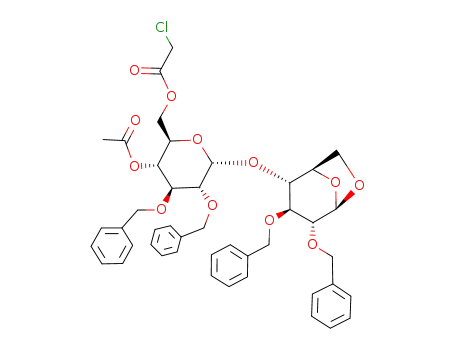 Chloro-acetic acid (2R,3R,4S,5R,6R)-3-acetoxy-4,5-bis-benzyloxy-6-((1R,2R,3S,4R,5R)-3,4-bis-benzyloxy-6,8-dioxa-bicyclo[3.2.1]oct-2-yloxy)-tetrahydro-pyran-2-ylmethyl ester