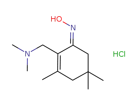 Molecular Structure of 1247792-15-9 ((Z)-2-(dimethylaminomethyl)-3,5,5-trimethylcyclohex-2-en-1-one oxime hydrochloride)