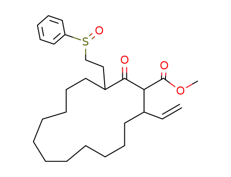 Molecular Structure of 73392-91-3 (2-Oxo-3-<2-(phenylsulfinyl)aethyl>-15-vinyl-cyclopentadecan-carbonsaeuremethylester)