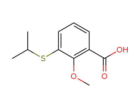 Molecular Structure of 63635-21-2 (Benzoic acid, 2-methoxy-3-[(1-methylethyl)thio]-)