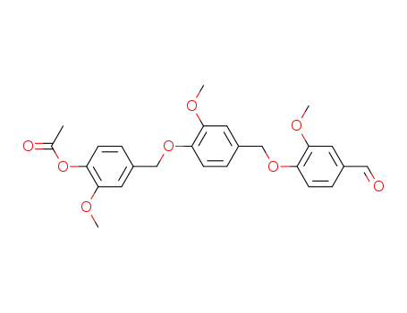 Molecular Structure of 55554-58-0 (Acetic acid 4-[4-(4-formyl-2-methoxy-phenoxymethyl)-2-methoxy-phenoxymethyl]-2-methoxy-phenyl ester)