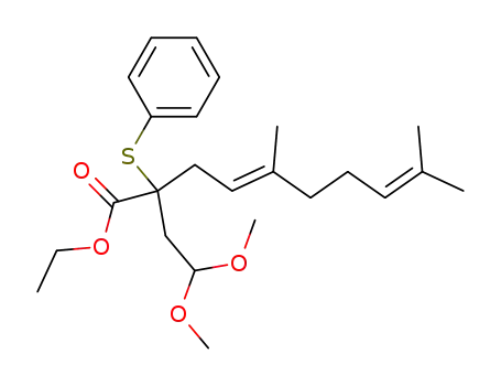 (E)-2-(2,2-Dimethoxy-ethyl)-5,9-dimethyl-2-phenylsulfanyl-deca-4,8-dienoic acid ethyl ester
