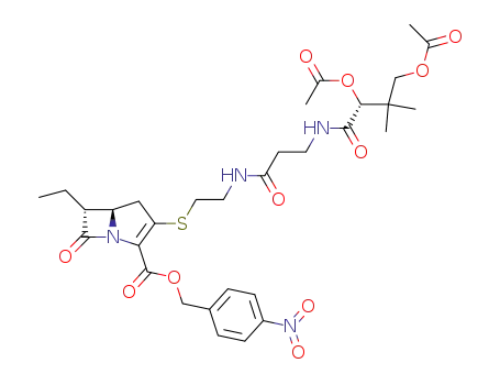 (5R,6R)-3-{2-[3-((R)-2,4-Diacetoxy-3,3-dimethyl-butyrylamino)-propionylamino]-ethylsulfanyl}-6-ethyl-7-oxo-1-aza-bicyclo[3.2.0]hept-2-ene-2-carboxylic acid 4-nitro-benzyl ester