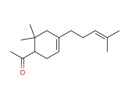 Molecular Structure of 76486-40-3 (1-[6,6-dimethyl-4-(4-methyl-pent-3-enyl)-cyclohex-3-enyl]-ethanone)