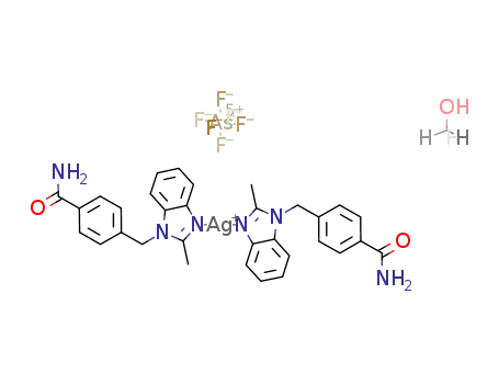 Molecular Structure of 862887-81-8 (bis[4-(2-methylbenzimidazol-1-yl)methylbenzamide]silver(I) hexafluoroarsenate methanol)