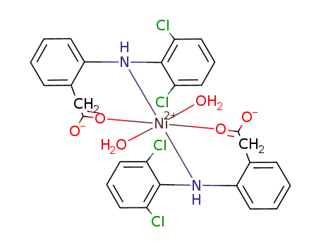 Molecular Structure of 211171-40-3 (Ni(C<sub>14</sub>H<sub>10</sub>NCl<sub>2</sub>O<sub>2</sub>)2(H<sub>2</sub>O)2)