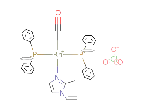 Molecular Structure of 97178-32-0 ([Rh(CO)(1-vinyl-2-methylimidazole)(triphenylphosphine)2][ClO<sub>4</sub>])