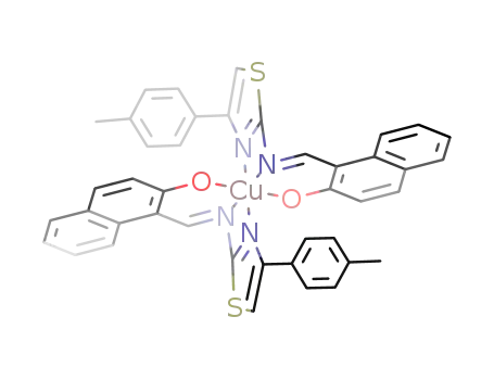 Cu{(CH<sub>3</sub>)C<sub>6</sub>H<sub>4</sub>(C<sub>3</sub>HNS)NCH(C<sub>10</sub>H<sub>6</sub>)(O)}2