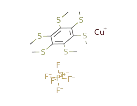 catena-poly[copper(I)-μ-hexakis(methylthio)benzene-S(1),S(2):S(4),S(5)] hexafluorophosphate