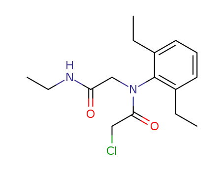 Molecular Structure of 55883-15-3 (Acetamide,
2-chloro-N-(2,6-diethylphenyl)-N-[2-(ethylamino)-2-oxoethyl]-)