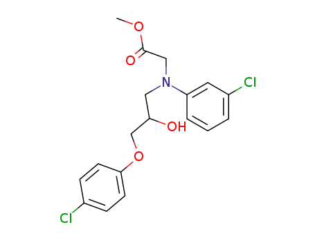 Molecular Structure of 62631-68-9 (Glycine, N-[3-(4-chlorophenoxy)-2-hydroxypropyl]-N-(3-chlorophenyl)-,
methyl ester)