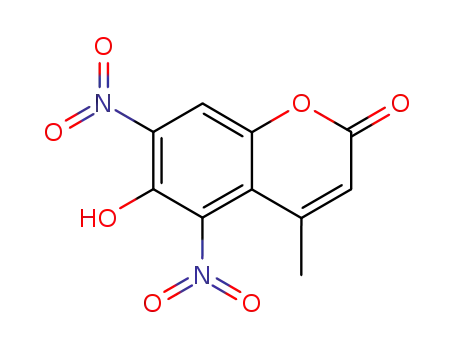 Molecular Structure of 102589-06-0 (2H-1-Benzopyran-2-one, 6-hydroxy-4-methyl-5,7-dinitro-)