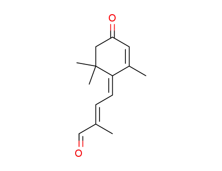 Molecular Structure of 71608-89-4 (2-methyl-4-(2,6,6-trimethyl-4-oxo-cyclohex-2-enylidene)-crotonaldehyde)