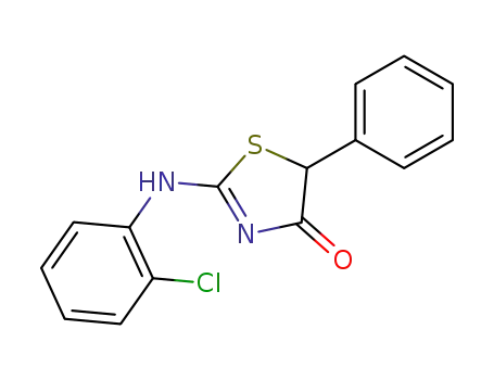 Molecular Structure of 108237-95-2 (2-(2-chloro-anilino)-5-phenyl-thiazol-4-one)