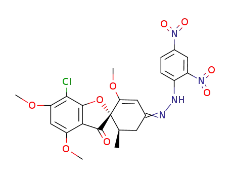 Molecular Structure of 120830-29-7 ((2<i>S</i>,6'<i>R</i>)-7-chloro-4,6,2'-trimethoxy-6'-methyl-spiro[benzofuran-2,1'-cyclohex-2'-ene]-3,4'-dione-4'-(2,4-dinitro-phenylhydrazone))