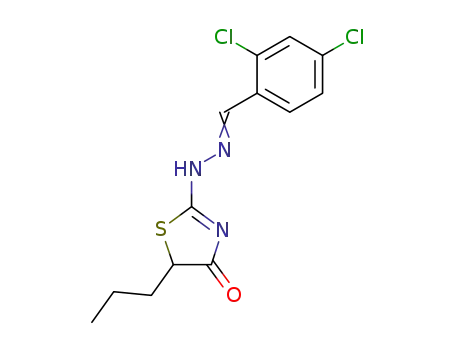 Molecular Structure of 106320-49-4 (2,4-dichloro-benzaldehyde (4-oxo-5-propyl-thiazolidin-2-ylidene)-hydrazone)