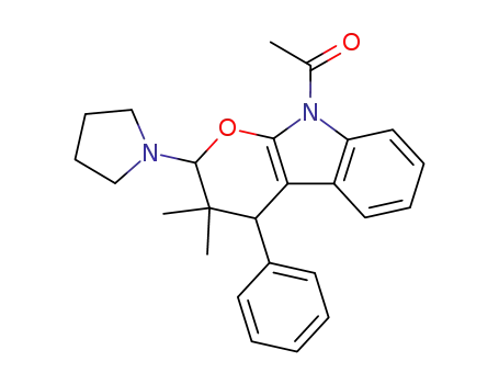 9-acetyl-3,3-dimethyl-4-phenyl-2-pyrrolidin-1-yl-2,3,4,9-tetrahydro-pyrano[2,3-<i>b</i>]indole