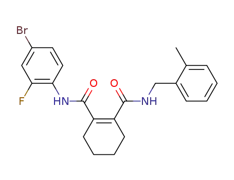 Molecular Structure of 71416-87-0 (Cyclohex-1-ene-1,2-dicarboxylic acid 1-[(4-bromo-2-fluoro-phenyl)-amide] 2-(2-methyl-benzylamide))