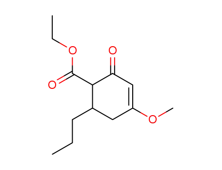 Molecular Structure of 52451-93-1 (4-Methoxy-2-oxo-6-propyl-cyclohex-3-enecarboxylic acid ethyl ester)