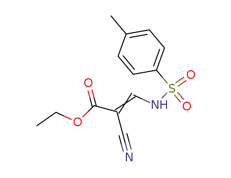 Molecular Structure of 61679-68-3 (2-Propenoic acid, 2-cyano-3-[[(4-methylphenyl)sulfonyl]amino]-, ethyl
ester)