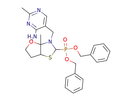 Molecular Structure of 21585-63-7 ([3-(4-amino-2-methyl-pyrimidin-5-ylmethyl)-3a-methyl-hexahydro-furo[2,3-<i>d</i>]thiazol-2-yl]-phosphonic acid dibenzyl ester)