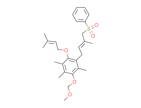 Molecular Structure of 72675-93-5 (1-((E)-4-Benzenesulfonyl-3-methyl-but-2-enyl)-3-methoxymethoxy-2,4,5-trimethyl-6-(3-methyl-but-2-enyloxy)-benzene)