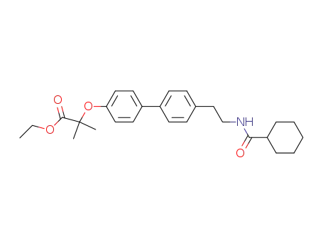 Molecular Structure of 60277-58-9 (Propanoic acid,
2-[[4'-[2-[(cyclohexylcarbonyl)amino]ethyl][1,1'-biphenyl]-4-yl]oxy]-2-meth
yl-, ethyl ester)