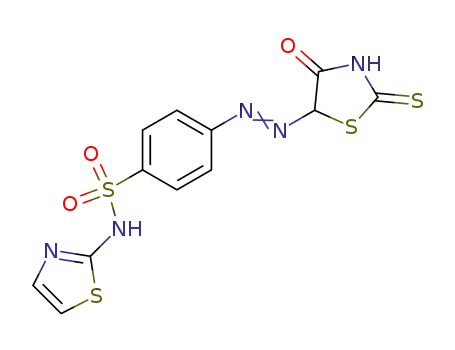 Molecular Structure of 3220-99-3 (4-[(4-oxo-2-thioxo-thiazolidin-5-ylidene)-hydrazino]-<i>N</i>-thiazol-2-yl-benzenesulfonamide)