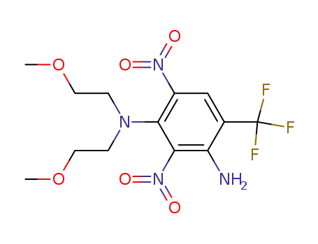 Molecular Structure of 29090-94-6 (N<sup>3</sup>,N<sup>3</sup>-Bis-(2-methoxy-ethyl)-2,4-dinitro-6-trifluoromethyl-benzene-1,3-diamine)