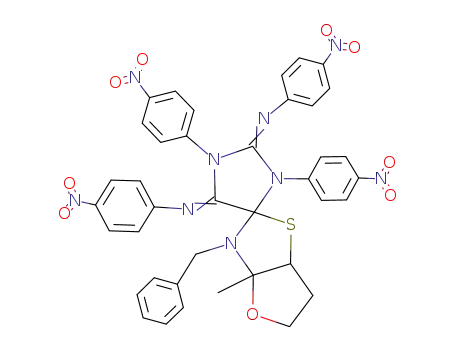 3-benzyl-3a-methyl-1',3',<i>N</i>,<i>N</i>'-tetrakis-(4-nitro-phenyl)-tetrahydro-spiro[furo[2,3-<i>d</i>]thiazole-2,4'-imidazolidine]-2',5'-diylidenediamine