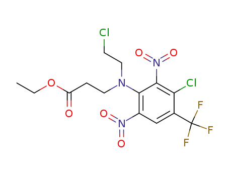 Molecular Structure of 41104-21-6 (3-[(3-Chloro-2,6-dinitro-4-trifluoromethyl-phenyl)-(2-chloro-ethyl)-amino]-propionic acid ethyl ester)