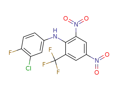 Molecular Structure of 57729-92-7 ((3-Chloro-4-fluoro-phenyl)-(2,4-dinitro-6-trifluoromethyl-phenyl)-amine)