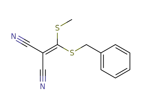 Molecular Structure of 54561-68-1 (Propanedinitrile, [(methylthio)[(phenylmethyl)thio]methylene]-)