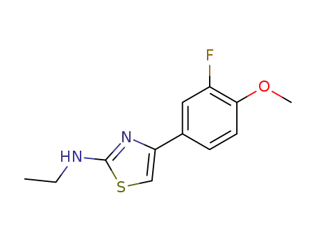 Molecular Structure of 1496-21-5 (ethyl-[4-(3-fluoro-4-methoxy-phenyl)-thiazol-2-yl]-amine)