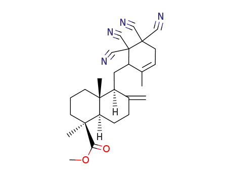 1β-<2-Methyl-5,5,6,6-tetracyan-cyclohexen-(2)-yl-(1)-methyl>-2-methylen-5β-methoxycarbonyl-5α,9β-dimethyl-trans-dekalin