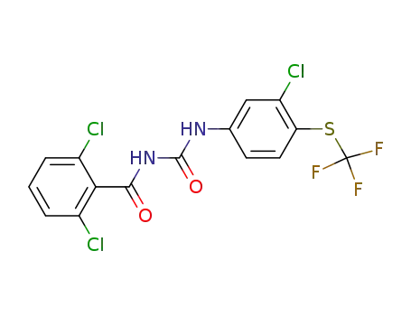 Molecular Structure of 64628-26-8 (Benzamide,
2,6-dichloro-N-[[[3-chloro-4-[(trifluoromethyl)thio]phenyl]amino]carbonyl]
-)
