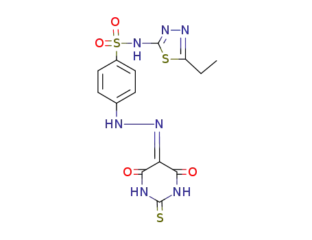 4-[(4,6-dioxo-2-thioxo-tetrahydro-pyrimidin-5-ylidene)-hydrazino]-<i>N</i>-(5-ethyl-[1,3,4]thiadiazol-2-yl)-benzenesulfonamide