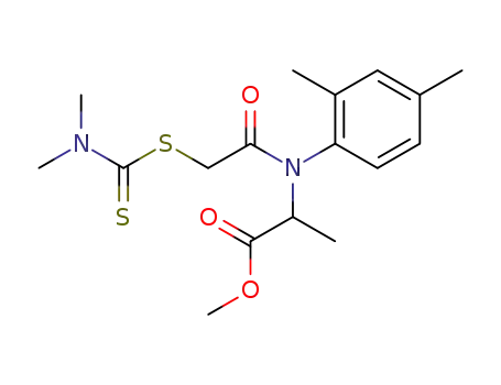 Molecular Structure of 57838-51-4 (2-[(2,4-Dimethyl-phenyl)-(2-dimethylthiocarbamoylsulfanyl-acetyl)-amino]-propionic acid methyl ester)