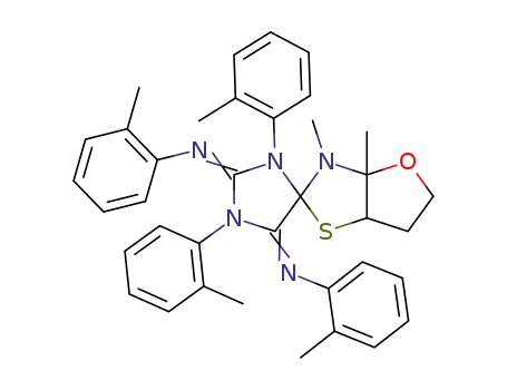 3,3a-dimethyl-1',3',<i>N</i>,<i>N</i>'-tetra-<i>o</i>-tolyl-tetrahydro-spiro[furo[2,3-<i>d</i>]thiazole-2,4'-imidazolidine]-2',5'-diylidenediamine