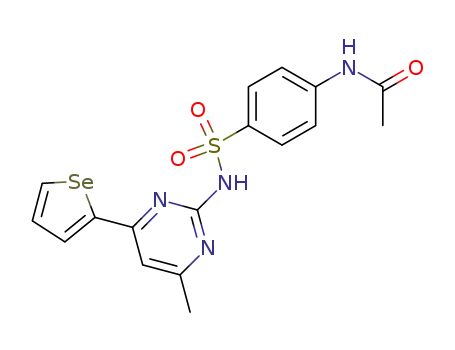 Molecular Structure of 1245-68-7 (4-acetylamino-<i>N</i>-(4-methyl-6-selenophen-2-yl-pyrimidin-2-yl)-benzenesulfonamide)