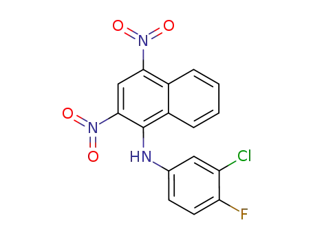 Molecular Structure of 68105-47-5 ((3-Chloro-4-fluoro-phenyl)-(2,4-dinitro-naphthalen-1-yl)-amine)