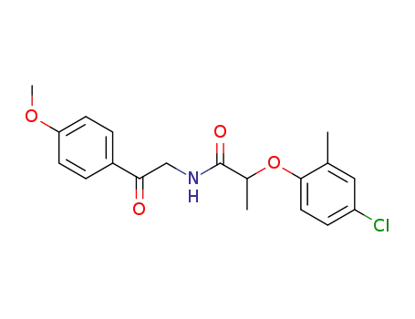 Molecular Structure of 13791-66-7 (2-(4-Chloro-2-methyl-phenoxy)-N-[2-(4-methoxy-phenyl)-2-oxo-ethyl]-propionamide)