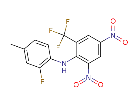 Molecular Structure of 57730-05-9 ((2,4-Dinitro-6-trifluoromethyl-phenyl)-(2-fluoro-4-methyl-phenyl)-amine)