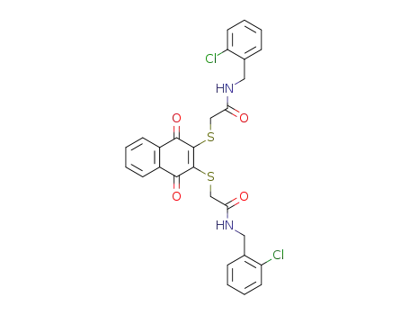Molecular Structure of 29705-60-0 (N-(2-Chloro-benzyl)-2-{3-[(2-chloro-benzylcarbamoyl)-methylsulfanyl]-1,4-dioxo-1,4-dihydro-naphthalen-2-ylsulfanyl}-acetamide)